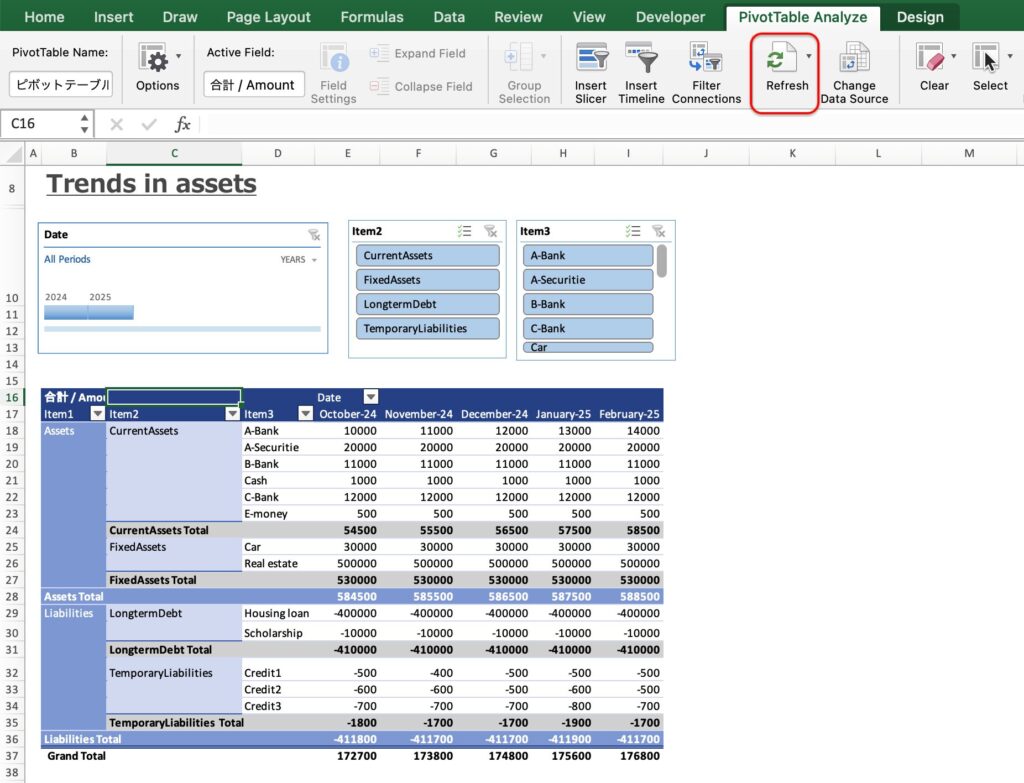 Excel asset management sheet showing target savings per day (free ...